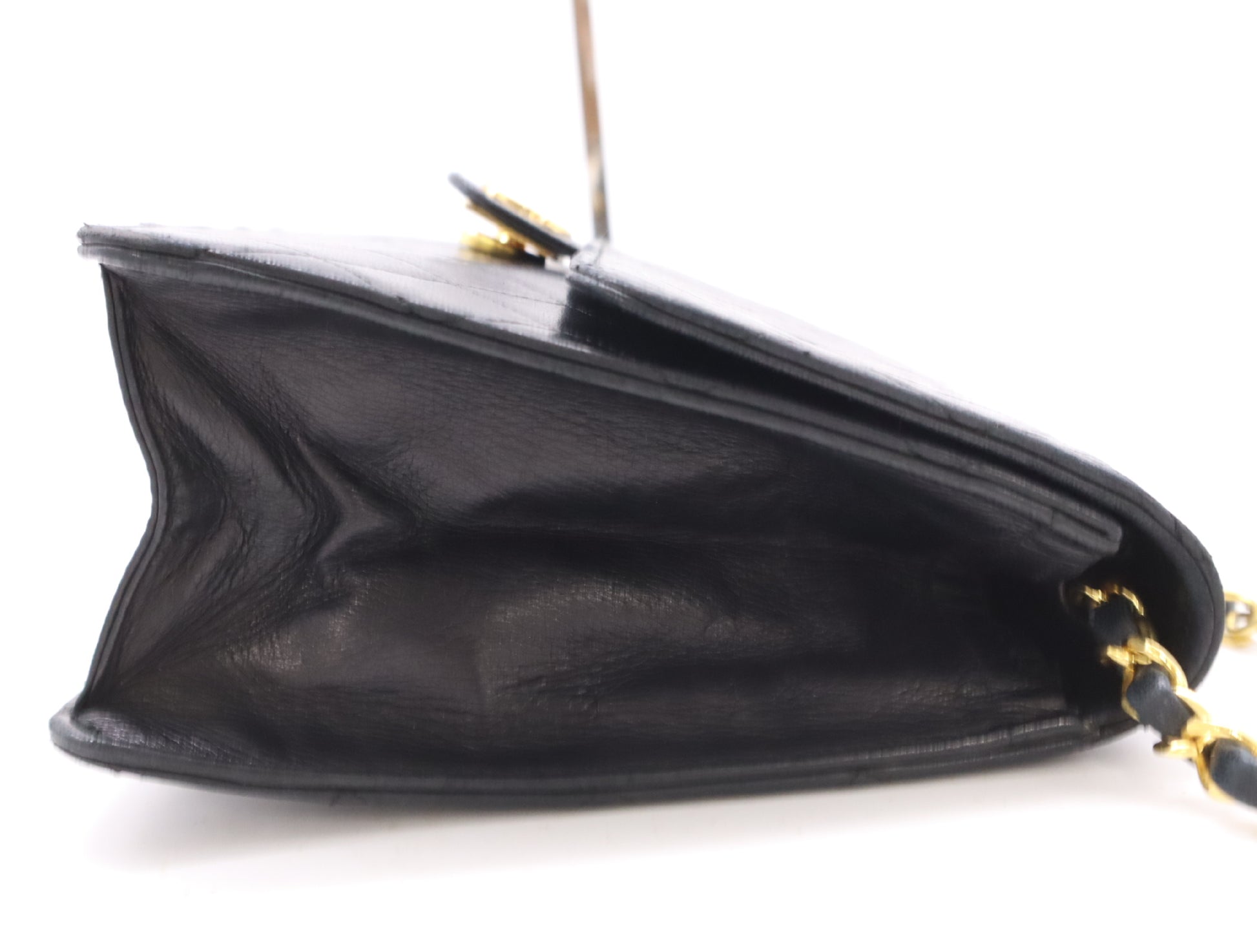 CHANEL Lambskin Matelasse 22 S Flap S Chain Push Lock Gold Hardware Black Shoulder Bag