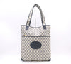GUCCI 002, 39, 0054 GG Supreme x Leather Tote Bag Khaki Navy Tote Bag