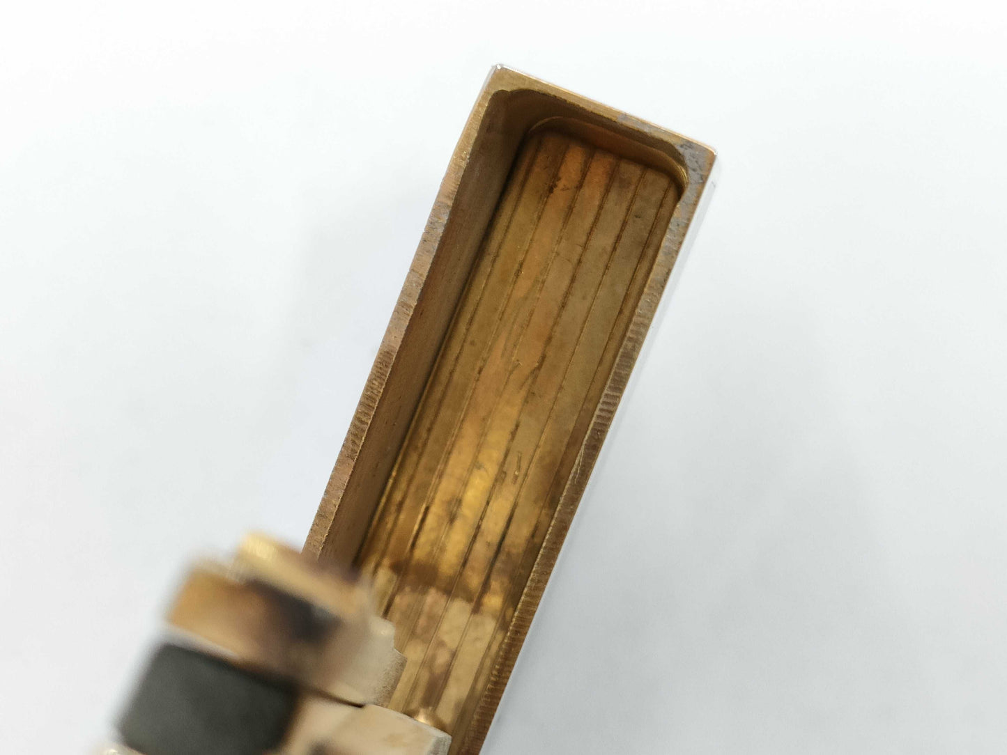 S.T.Dupont D-Line Lighter, Reddish-Brown Lacquer with Glitter, Pink Gold Color, Box and Case Included, Other Accessories