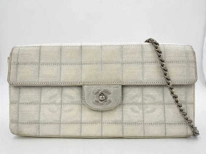 CHANEL New Travel Line Chain Shoulder Bag Canvas with Seal