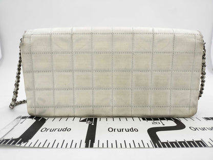 CHANEL New Travel Line Chain Shoulder Bag Canvas with Seal