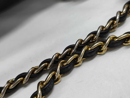 CHANEL Lambskin Drawstring Chain Shoulder Bag Black Backpack