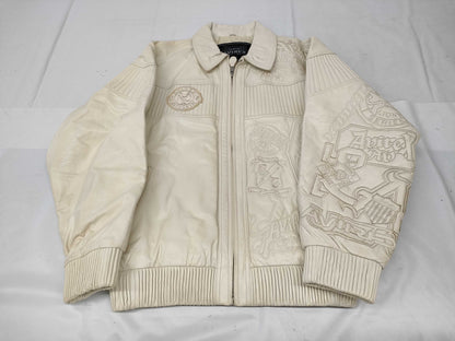 AVIREX NYC Embossed Logo Leather Jacket, US Size XL