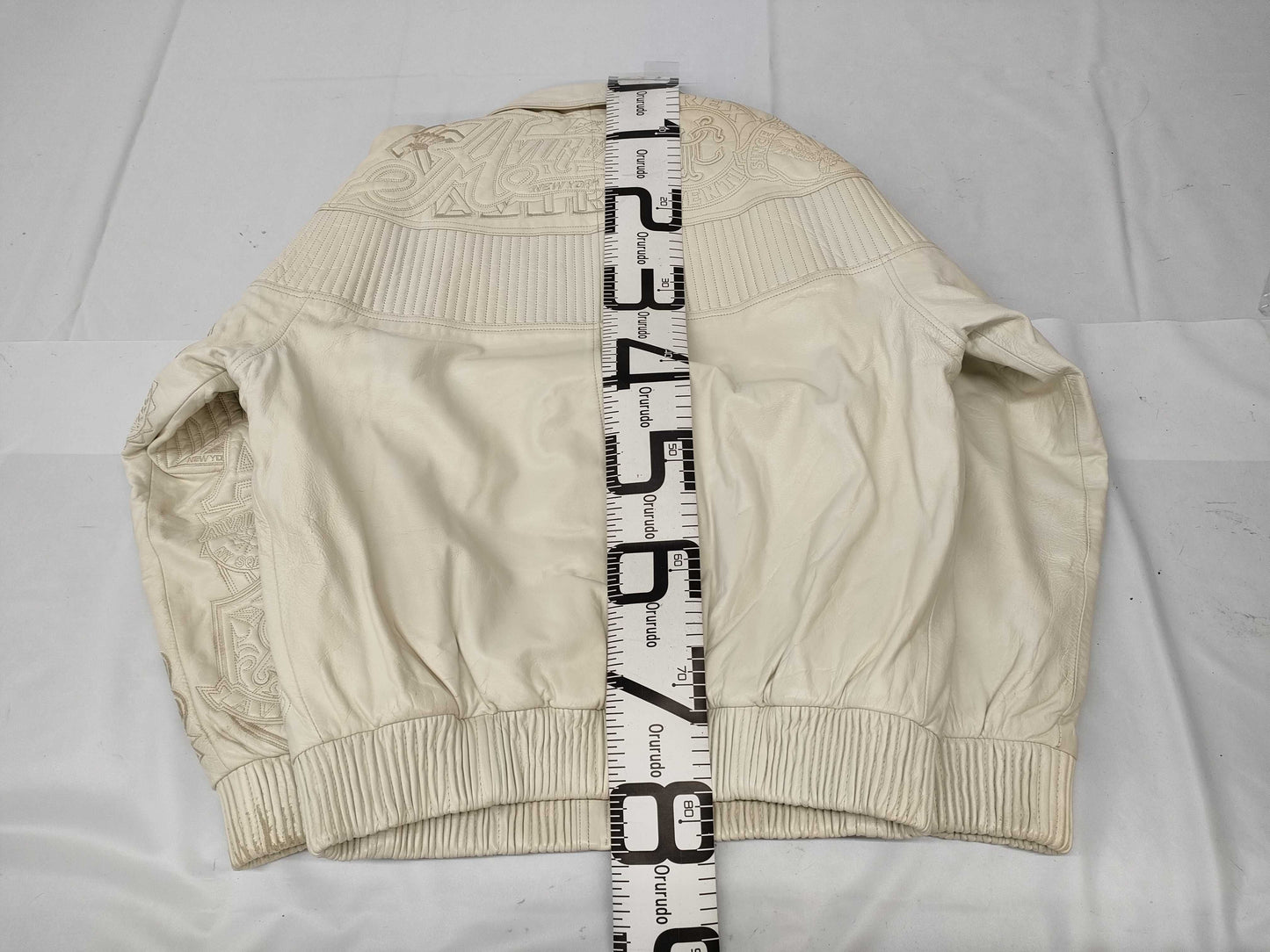 AVIREX NYC Embossed Logo Leather Jacket, US Size XL