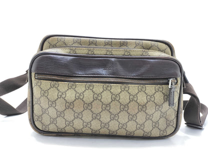 GUCCI GG Supreme Shoulder Bag 114531 Leather x PVC Ivory x Brown Shoulder Bag