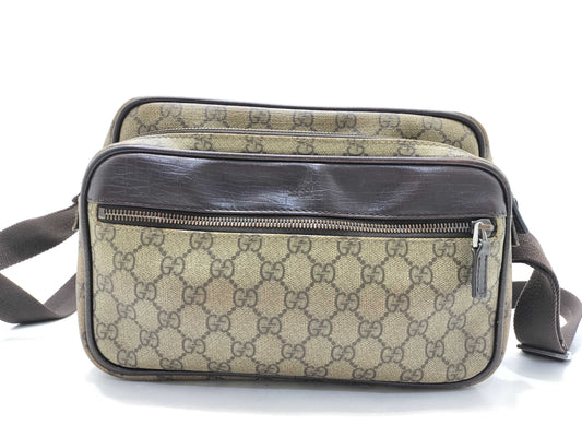 GUCCI GG Supreme Shoulder Bag 114531 Leather x PVC Ivory x Brown Shoulder Bag