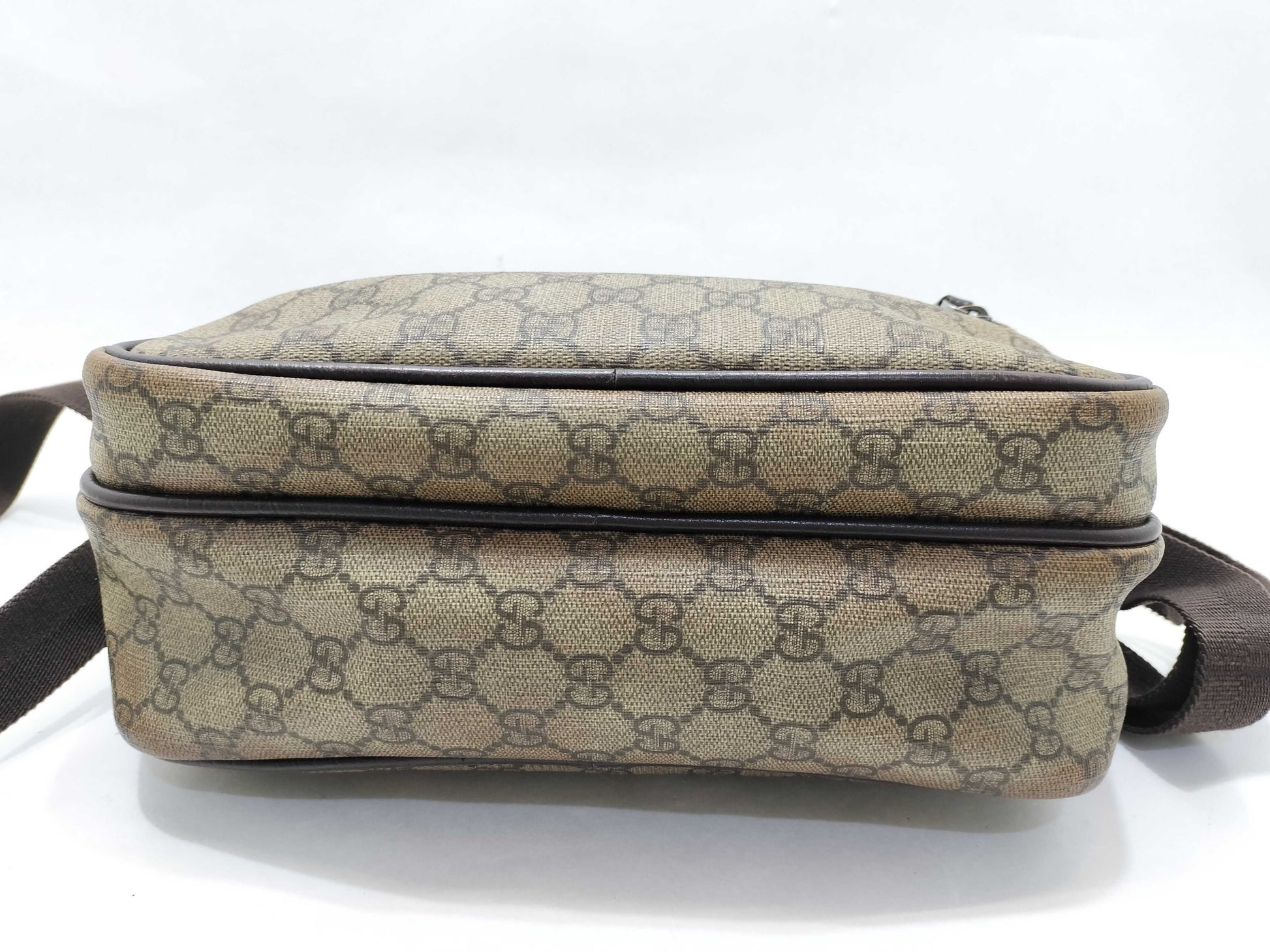 GUCCI GG Supreme Shoulder Bag 114531 Leather x PVC Ivory x Brown Shoulder Bag