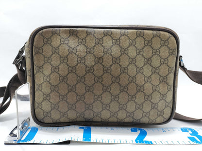 GUCCI GG Supreme Shoulder Bag 114531 Leather x PVC Ivory x Brown Shoulder Bag