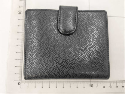 CHANEL Caviar Leather Double-Hook Wallet with Black Lid and Seal