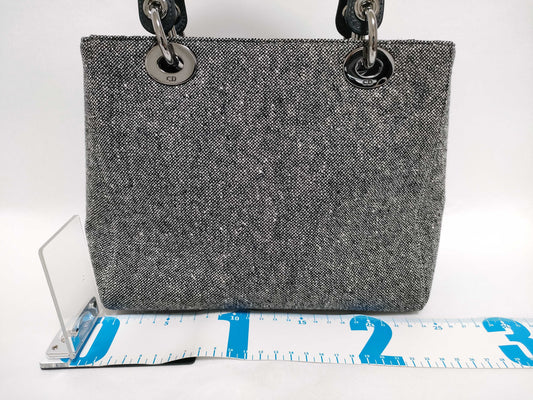 Dior Lady Dior Cannage Canvas Handbag Wool Handbag