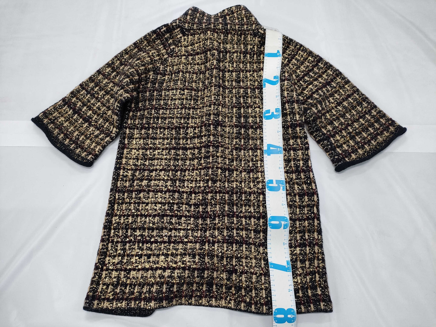 CHANEL Tweed Coat with Coco Mark and Color Stones, Size 40, with Tag