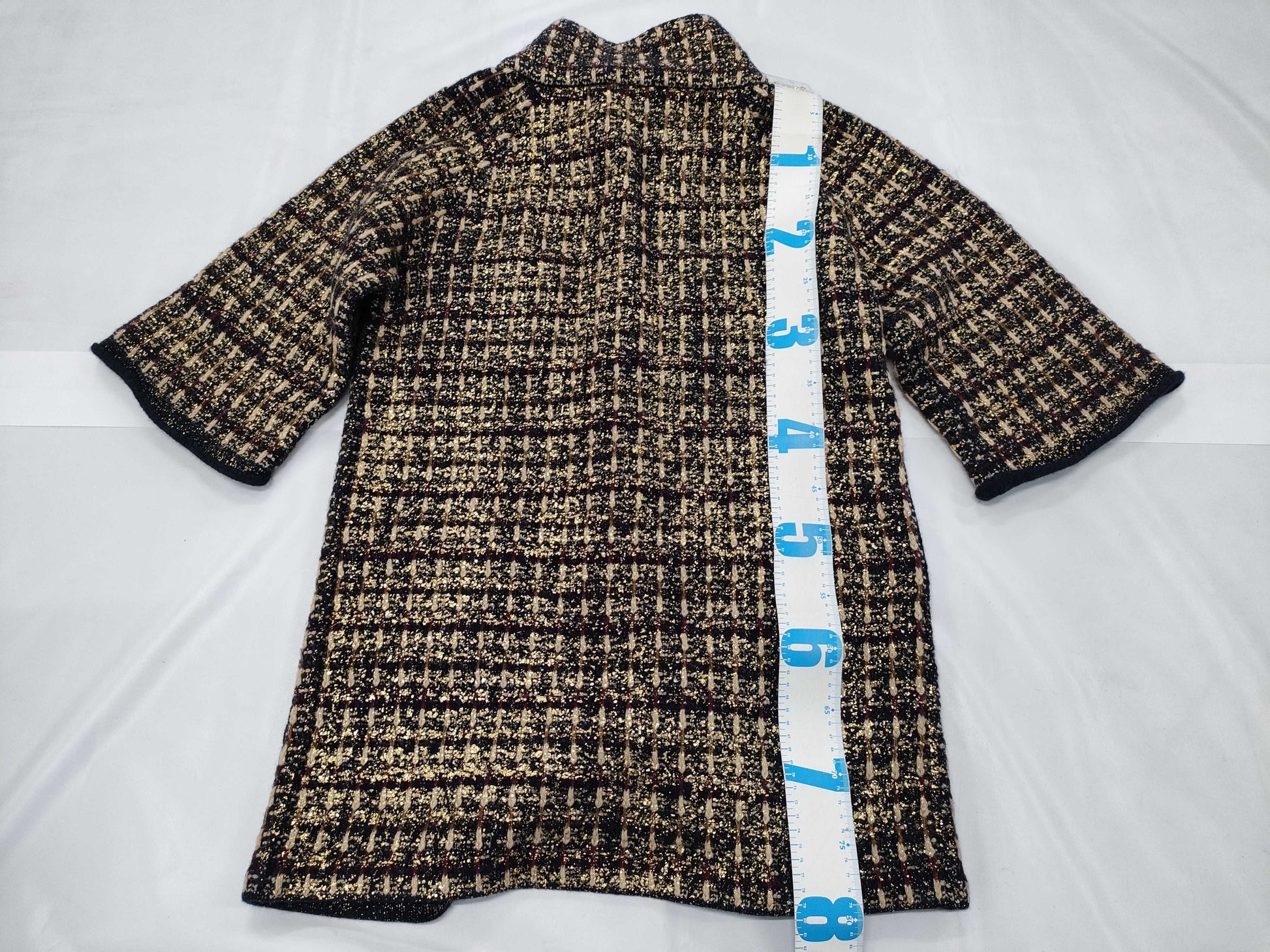 CHANEL Tweed Coat with Coco Mark and Color Stones, Size 40, with Tag
