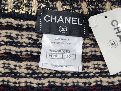 CHANEL Tweed Coat with Coco Mark and Color Stones, Size 40, with Tag
