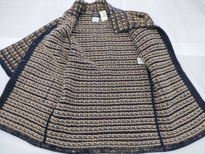 CHANEL Tweed Coat with Coco Mark and Color Stones, Size 40, with Tag