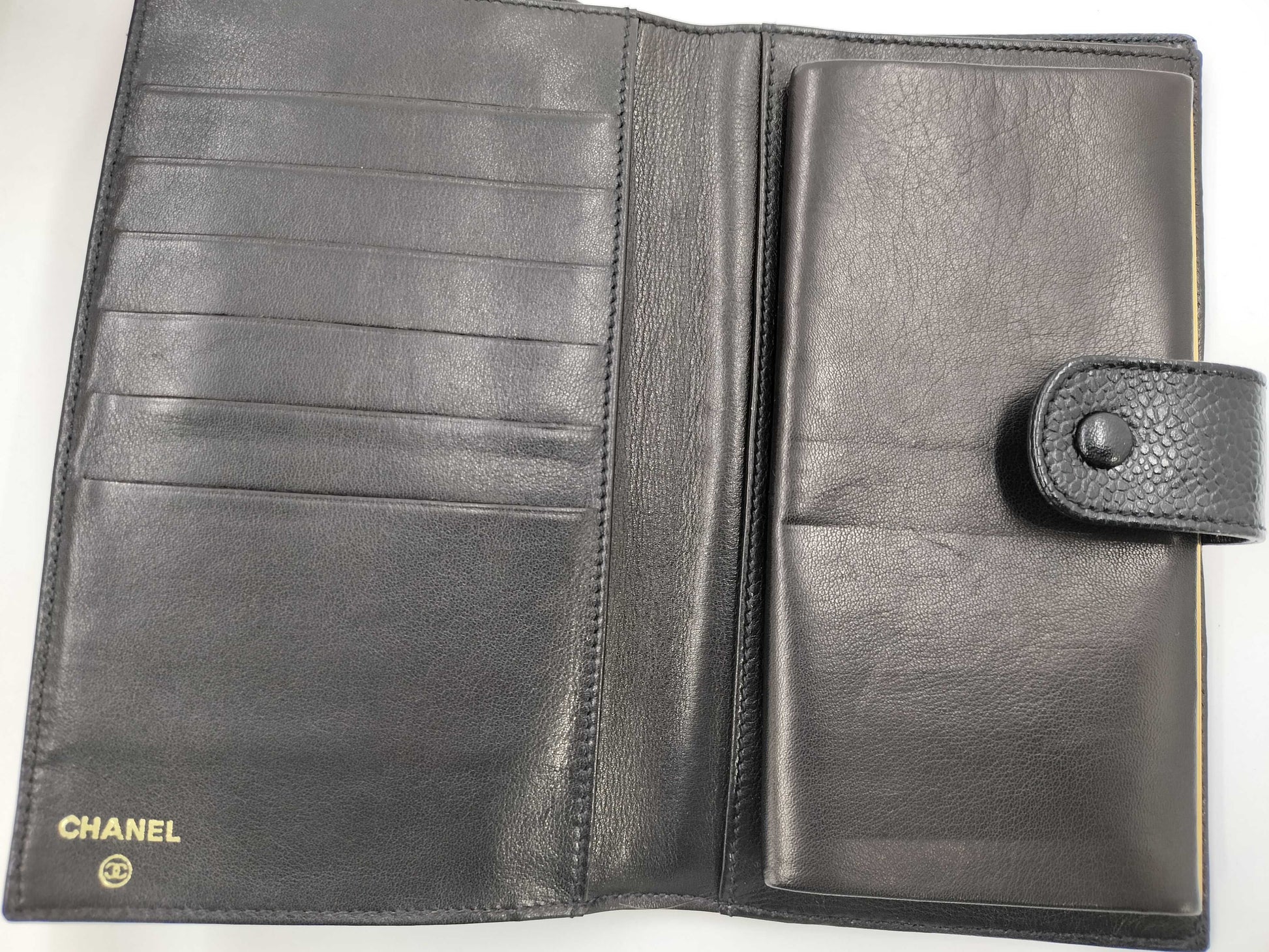 CHANEL Coco Mark Bifold Wallet, Caviar Black, Sticker and Card Holder