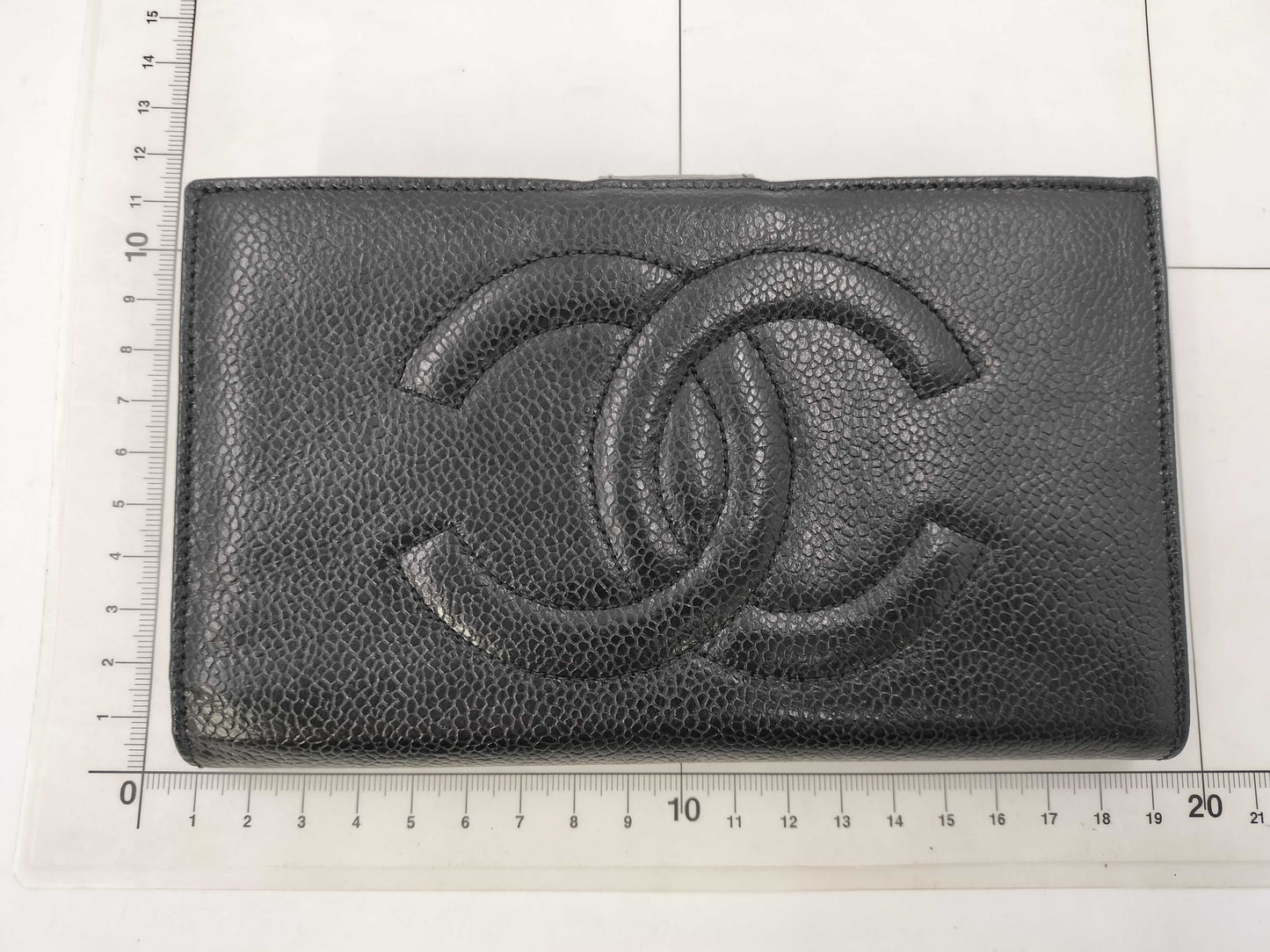 CHANEL Coco Mark Bifold Wallet, Caviar Black, Sticker and Card Holder