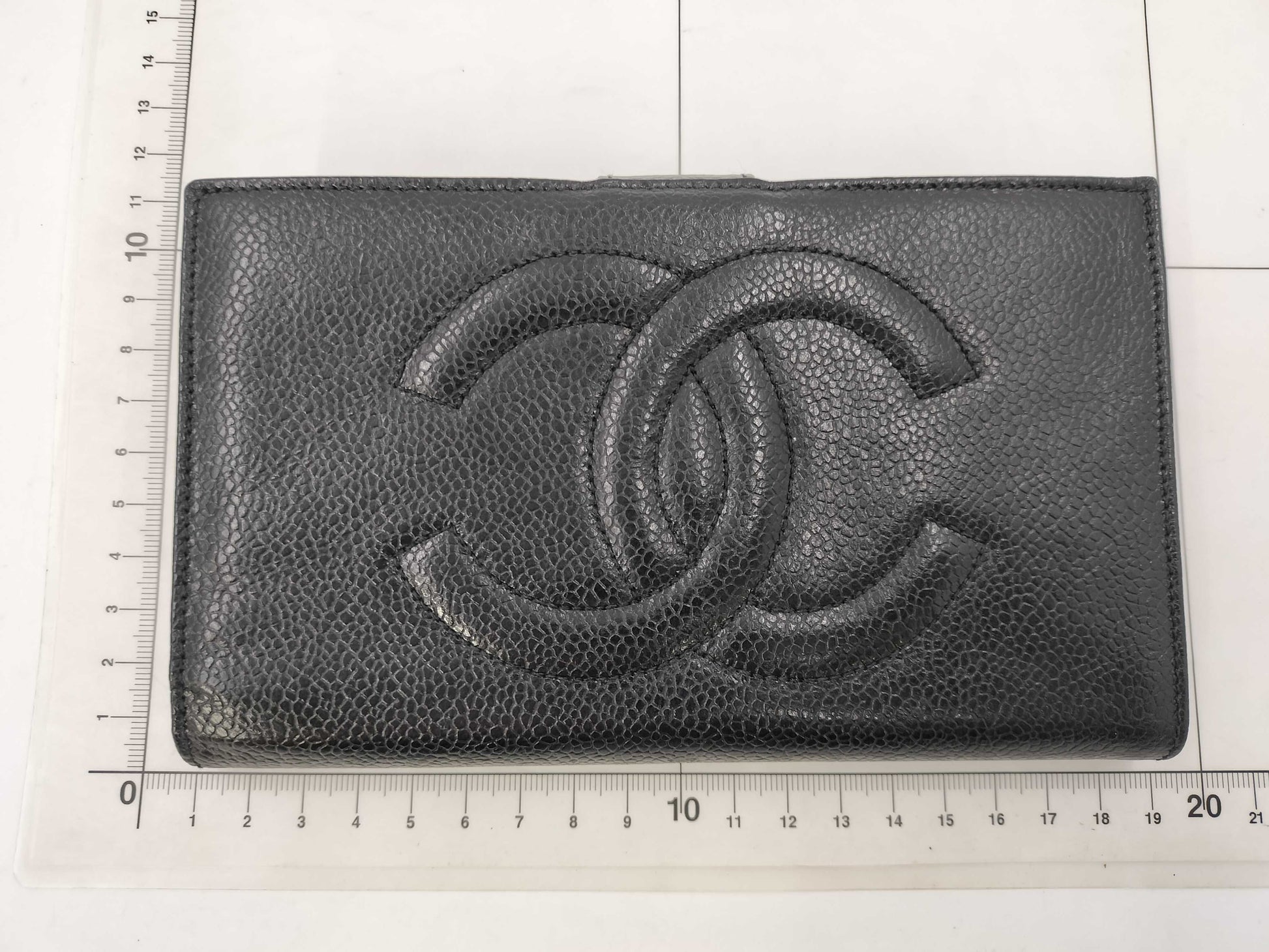 CHANEL Coco Mark Bifold Wallet, Caviar Black, Sticker and Card Holder