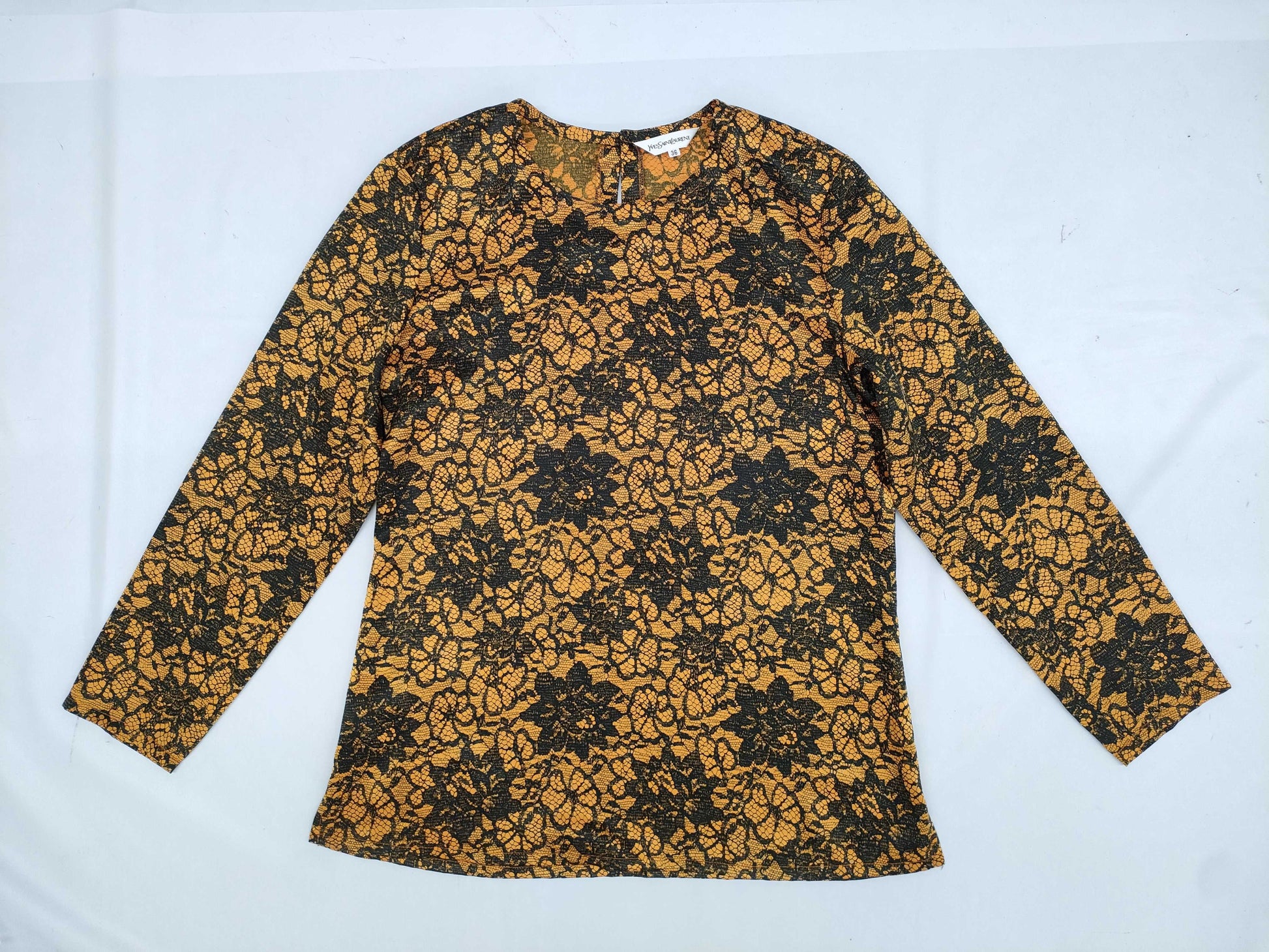 Yves Saint Laurent Color Shirt, Cut and Sewn, Floral Print, Size 36, Top