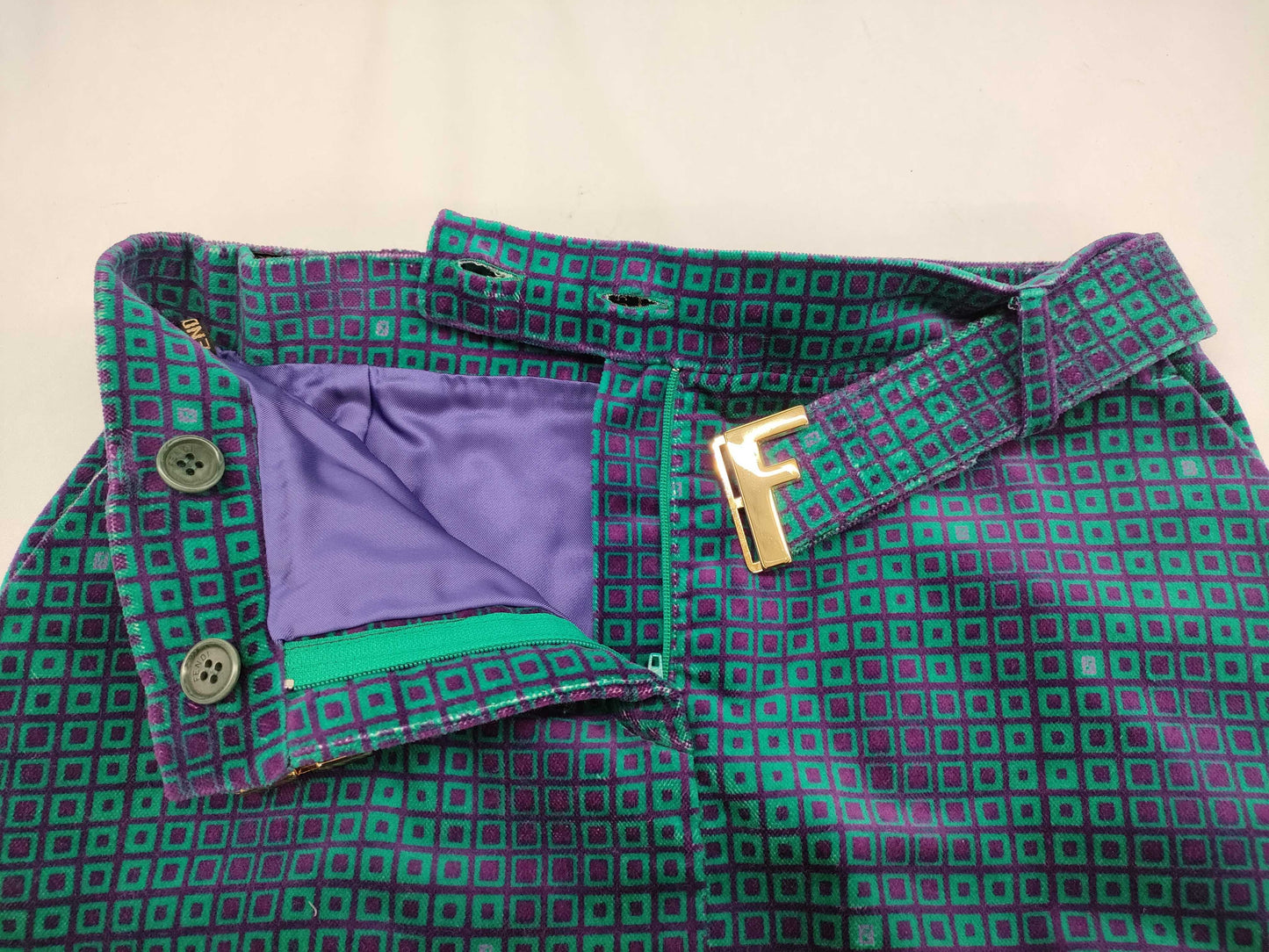 FENDI Vintage Green Skirt with Belt, Size 42