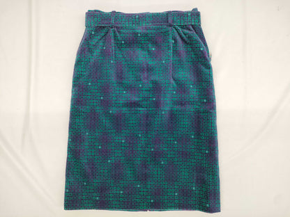 FENDI Vintage Green Skirt with Belt, Size 42