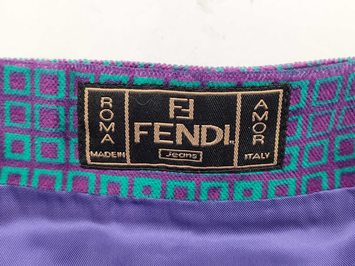 FENDI Vintage Green Skirt with Belt, Size 42
