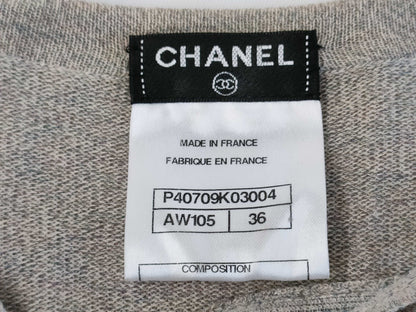 CHANEL Cotton Beaded Dress Gray #36 Dress