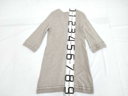 CHANEL Cotton Beaded Dress Gray #36 Dress