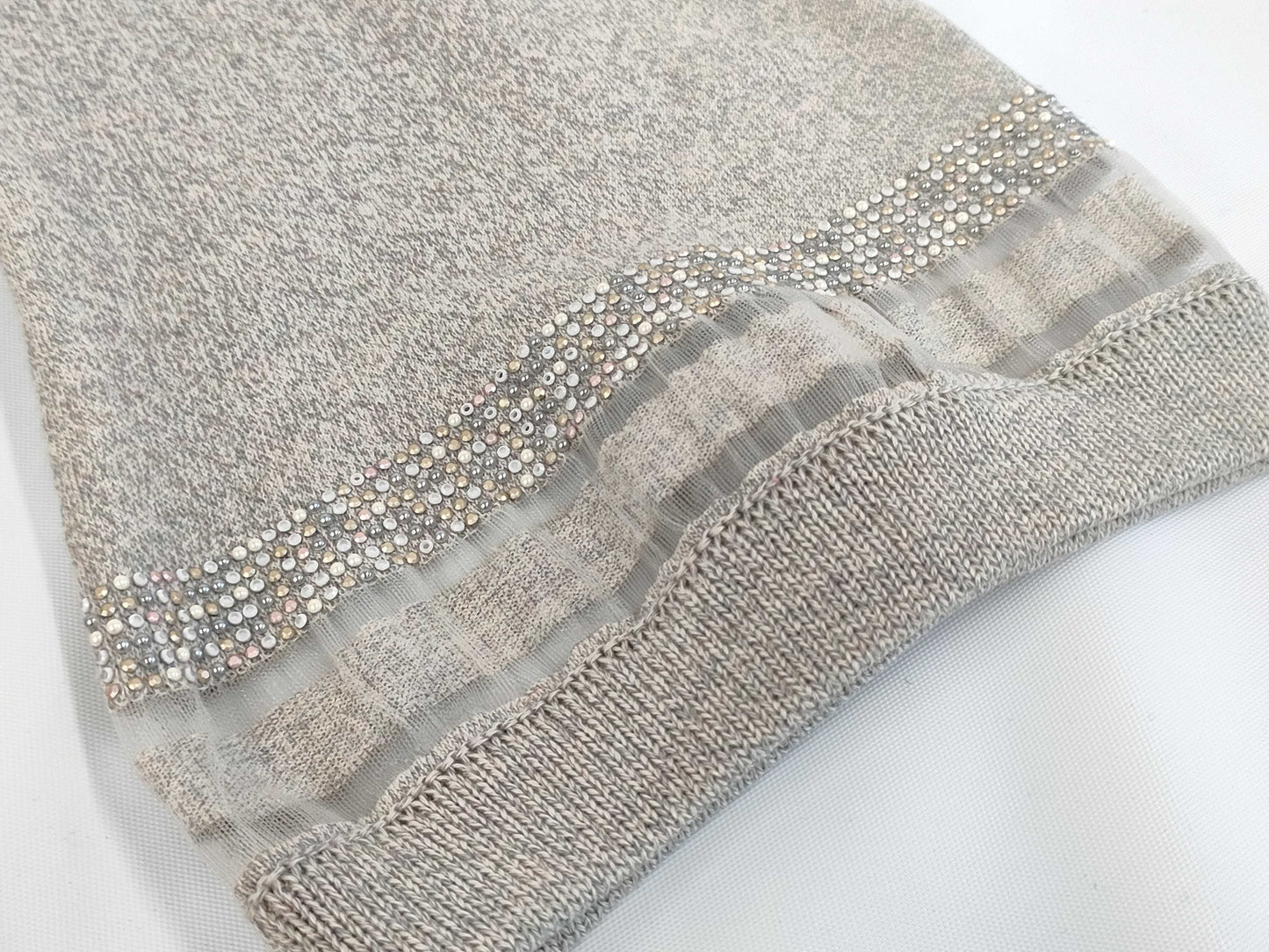 CHANEL Cotton Beaded Dress Gray #36 Dress