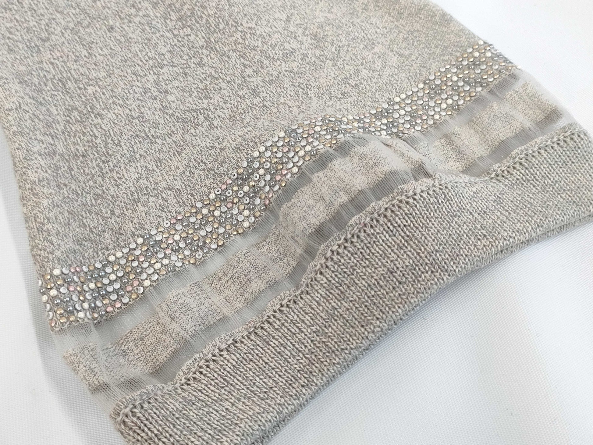 CHANEL Cotton Beaded Dress Gray #36 Dress