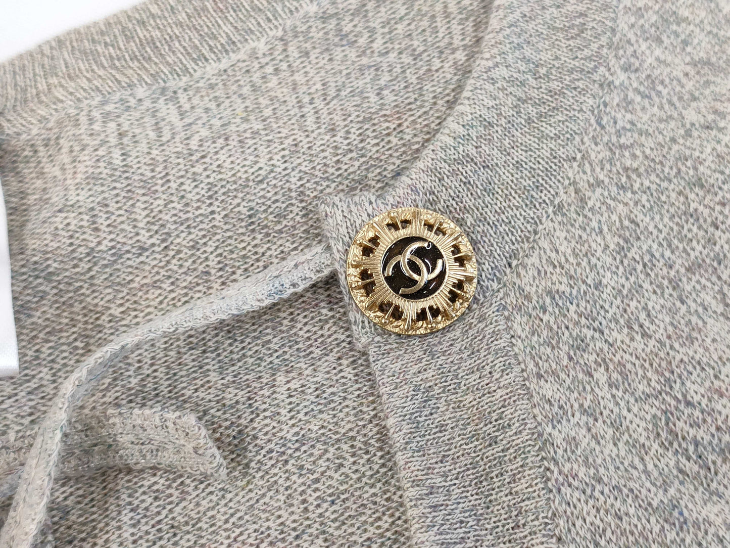 CHANEL Cotton Beaded Dress Gray #36 Dress