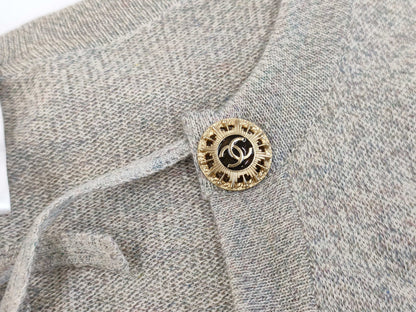 CHANEL Cotton Beaded Dress Gray #36 Dress