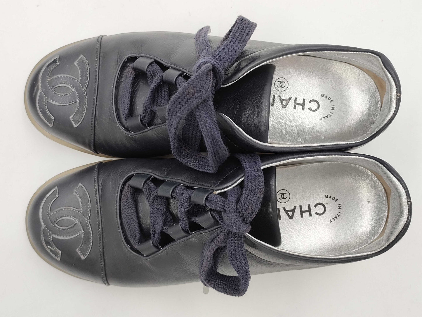 CHANEL Sneakers Leather Black 351/2 Sneakers