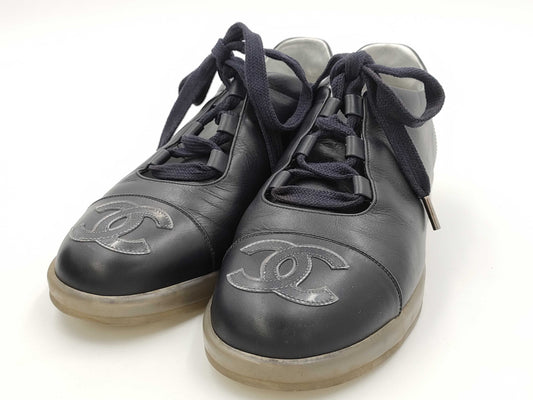 CHANEL Sneakers Leather Black 351/2 Sneakers