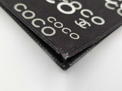 CHANEL Logo Canvas Clutch Black Clutch Bag