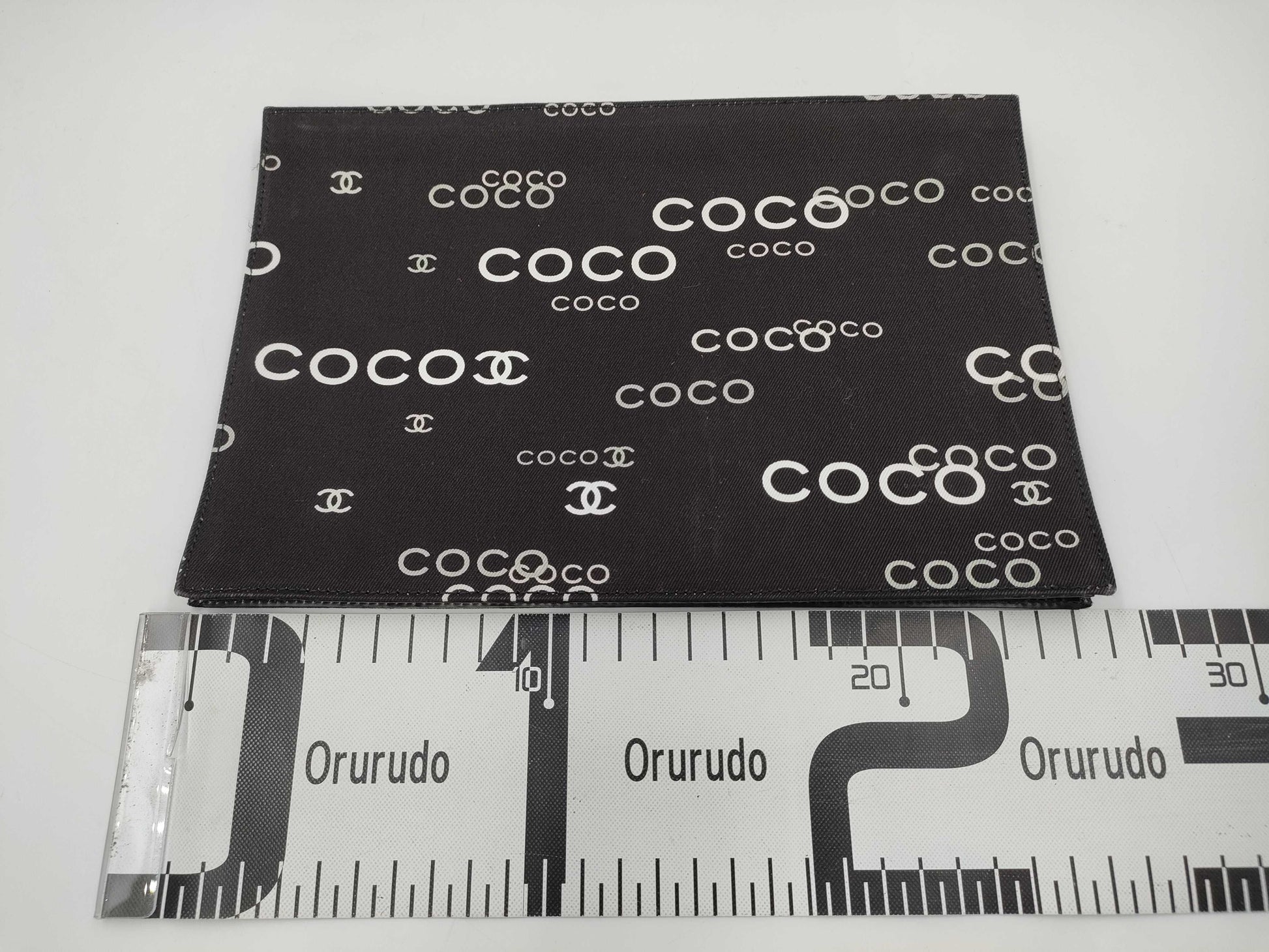 CHANEL Logo Canvas Clutch Black Clutch Bag