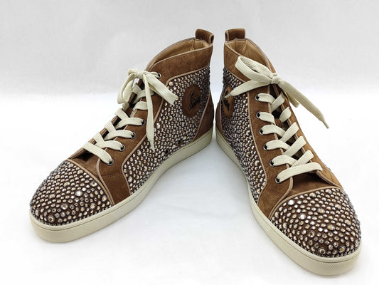 Christian Louboutin Louis Swarovski Studded High-Top Sneakers Size 43