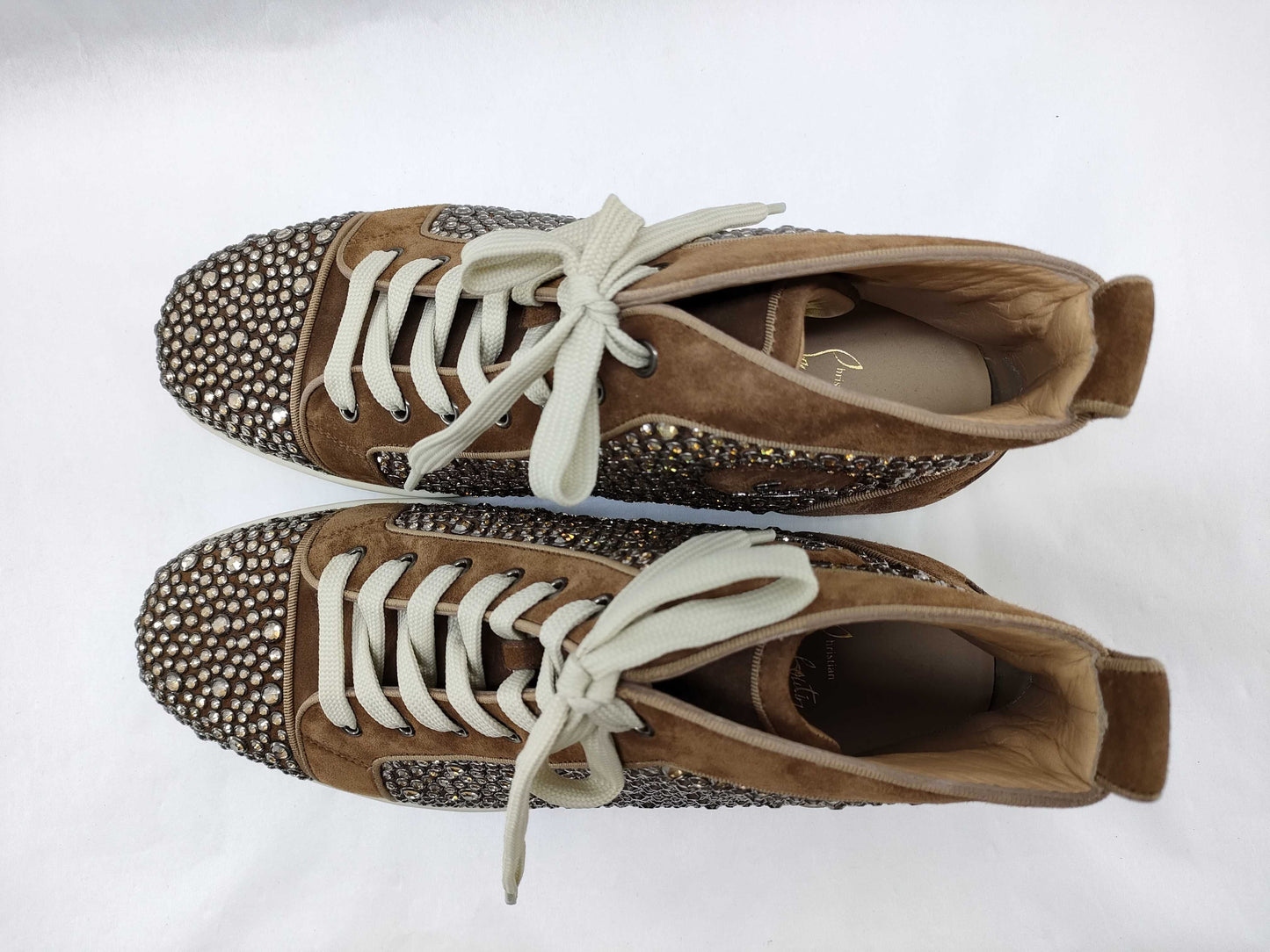 Christian Louboutin Louis Swarovski Studded High-Top Sneakers Size 43