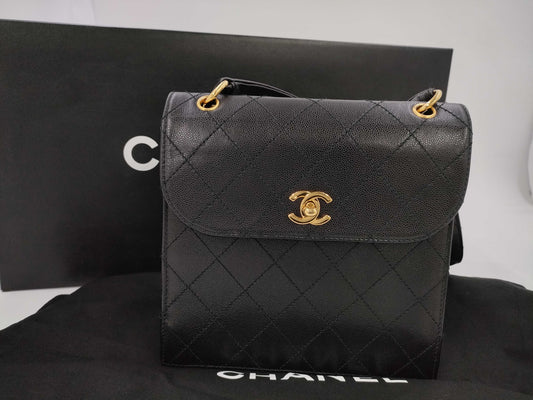 CHANEL One-Shoulder Bag Black Caviar Skin Black No. 5 Shoulder Bag