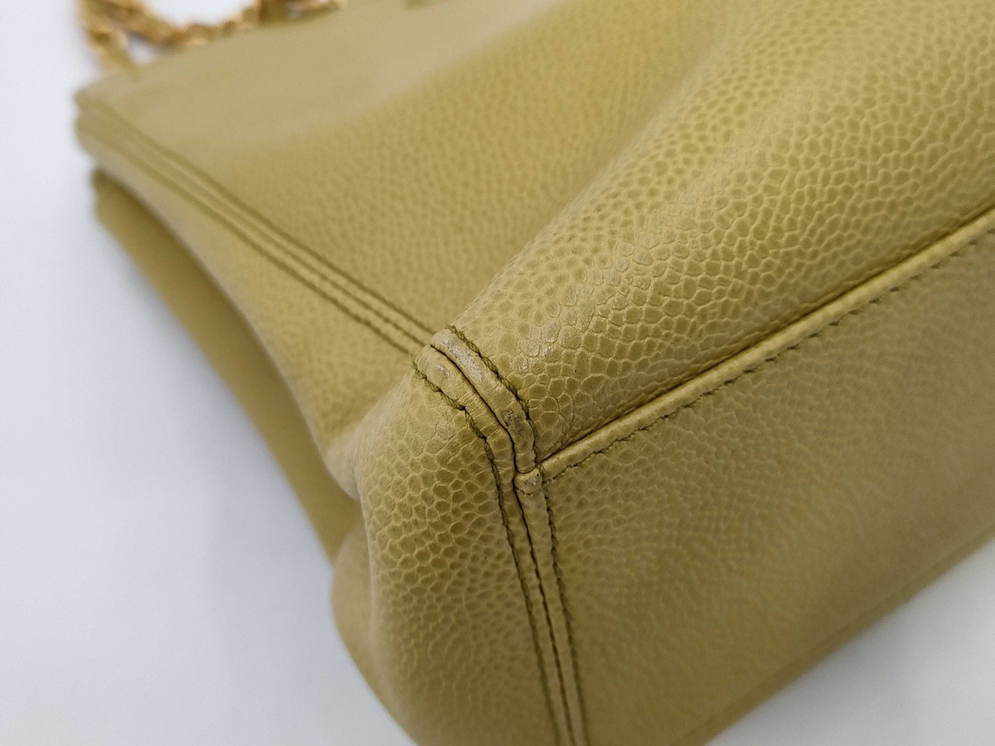 CHANEL Caviar Skin CHANEL Logo Double Chain Tote Bag #5