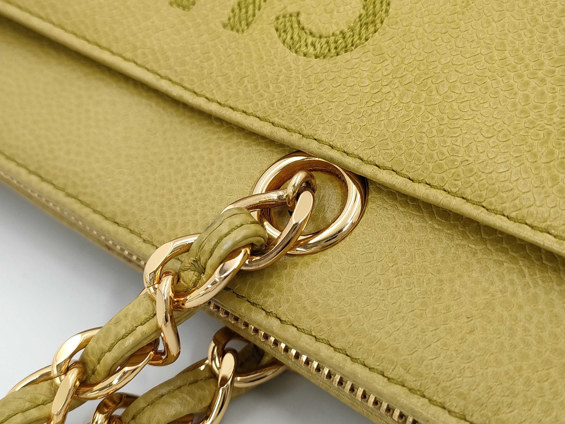 CHANEL Caviar Skin CHANEL Logo Double Chain Tote Bag #5