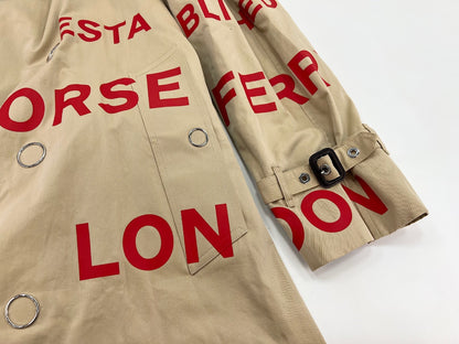 BURBERRY Horseferry Print Trench Coat, Size 46, Cotton Beige, Red