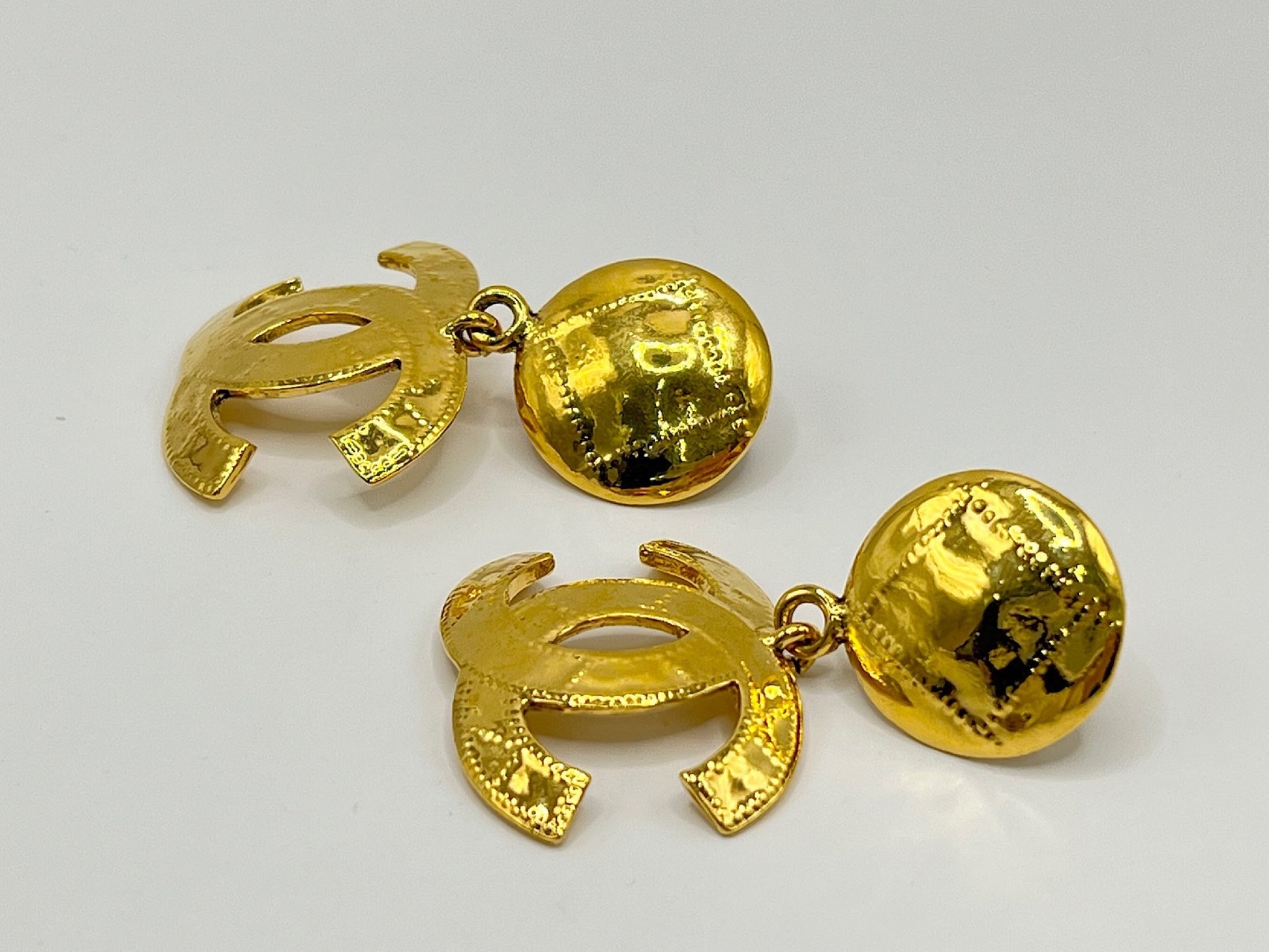 CHANEL Chanel Deca Coco Mark Dangle Earrings 94P Gold Earrings