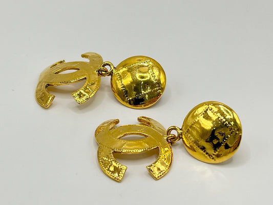 CHANEL Chanel Deca Coco Mark Dangle Earrings 94P Gold Earrings