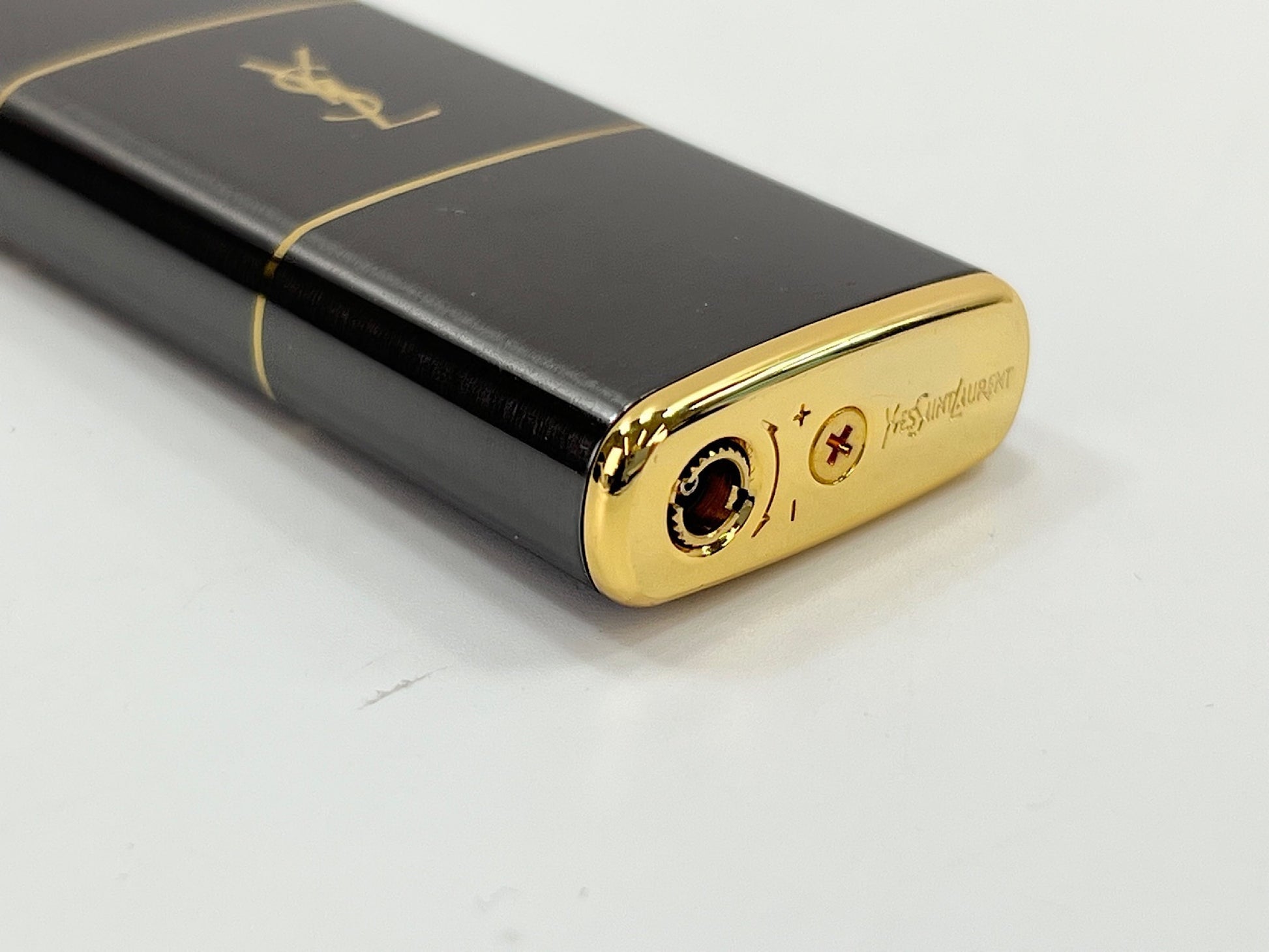 Yves Saint Laurent Unused Saint Laurent Satain Lighter YS-2000 S Silver Gold Lighter