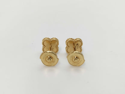 Van Cleef & Arpels Sweet Alhambra Mother-of-Pearl Yellow Gold Au750 2.8g Earrings 