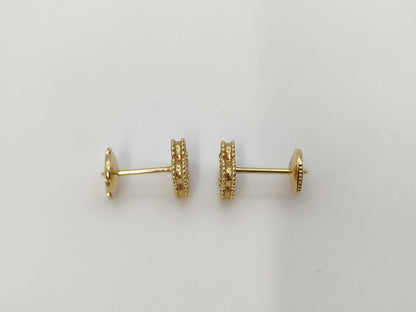 Van Cleef & Arpels Sweet Alhambra Mother-of-Pearl Yellow Gold Au750 2.8g Earrings 