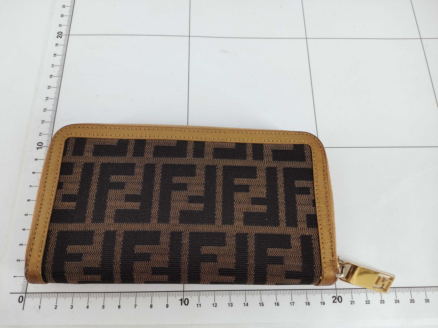 FENDI Zucca Pattern Round Zip Long Wallet Wallet