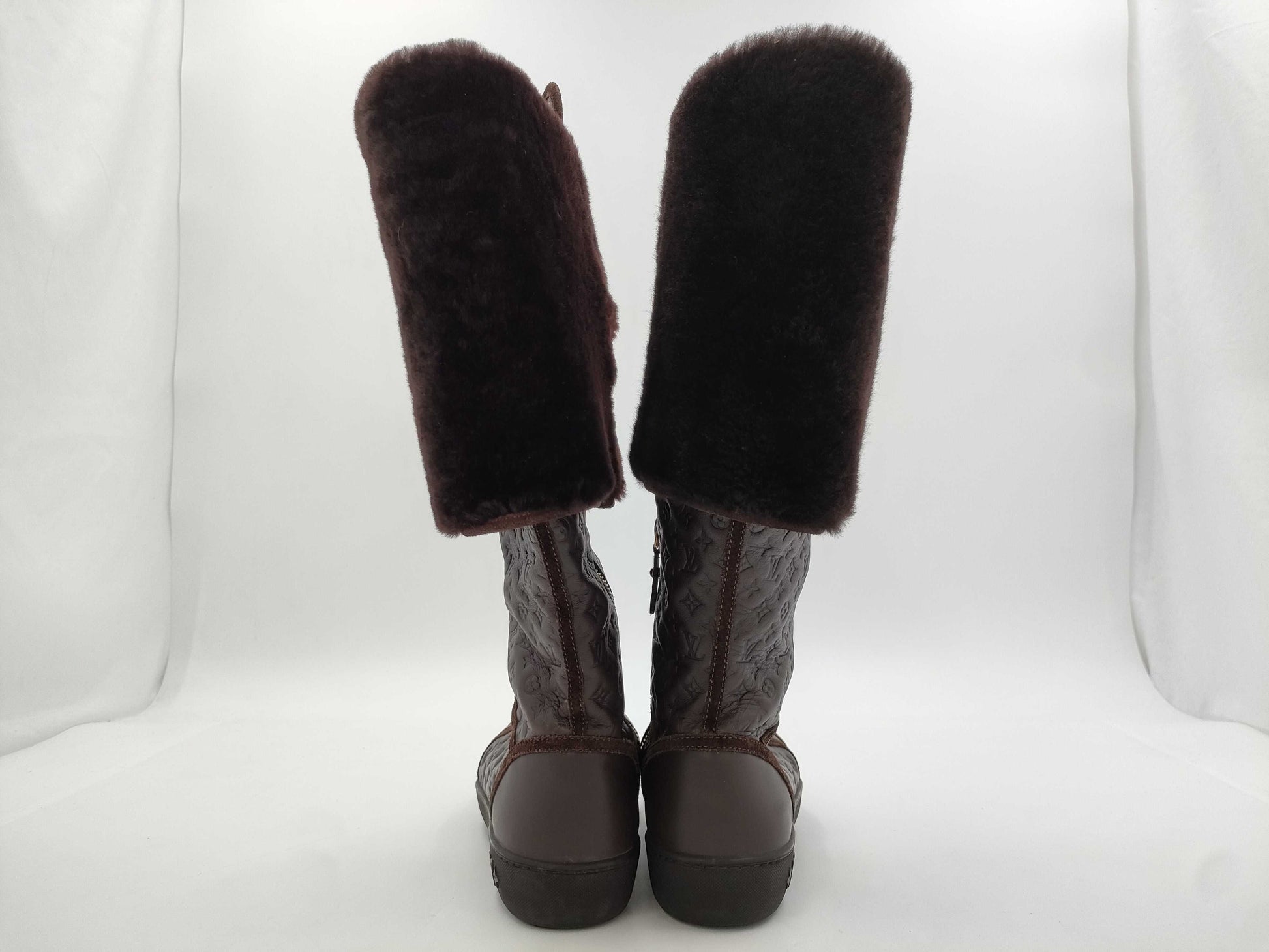 LOUIS VUITTON Monogram Mouton Leather Long Boots Size 35 Other Shoes