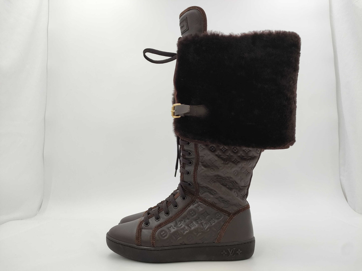 LOUIS VUITTON Monogram Mouton Leather Long Boots Size 35 Other Shoes