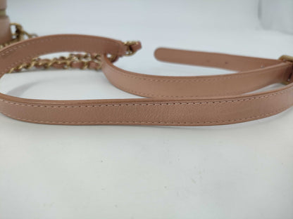 CHANEL Leather Round Shoulder Bag Pink